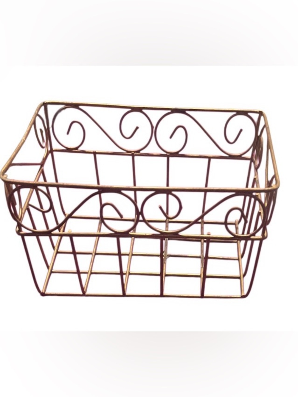 Gold Wire Storage Basket, Metal Gold Storage Basket and Greenery Brand New - Picture 3 of 9